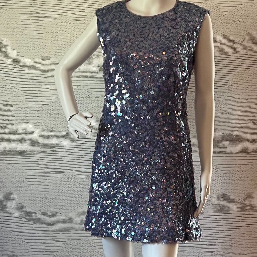 Party Time Fabulous Iridescent Blue Sequin Dress
